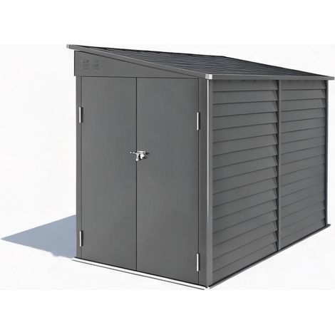 Abri de jardin coloris gris foncé en métal 270 x 143 x 202 cm (1/5)