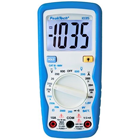 Multimetro PeakTech 1035 CAT III 600V display LCD (1/4)