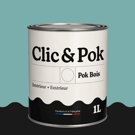 Peinture Bois Extérieur – POK BOIS - 1L - RAL 6034 - Turquoise pastel- Résistante aux intempéries - Ne s'écaille pas (1/4)
