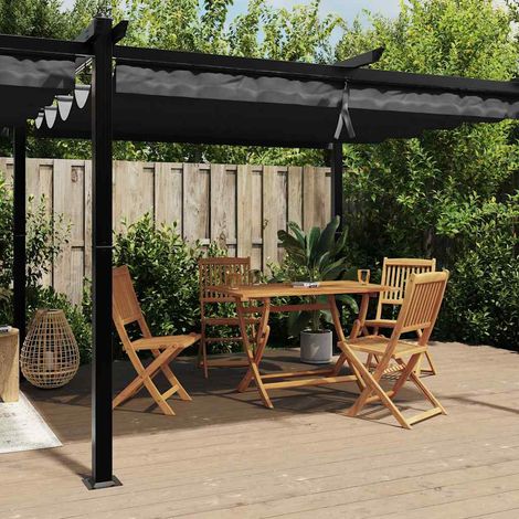 vidaXL Cenador de jardín con techo retráctil aluminio antracita 3x6 m (1/5)