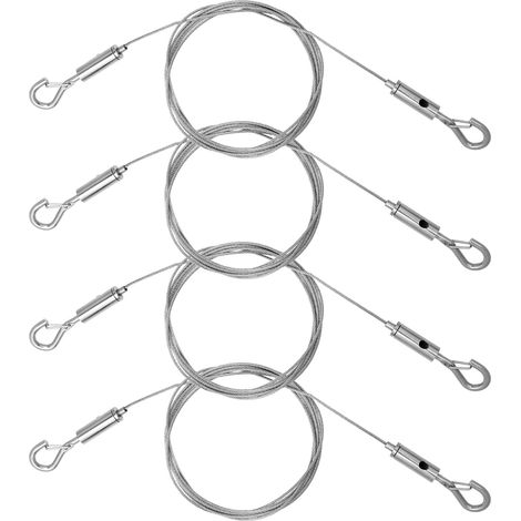 4 Pièces Fil de Suspension pour Tableaux avec Crochets Corde Photo Cordon de Suspension Réglable Câble Métallique en Acier Inoxydable pour Accrocher des Images Miroirs Lampes 2 m x 1,5 mm (1/5)