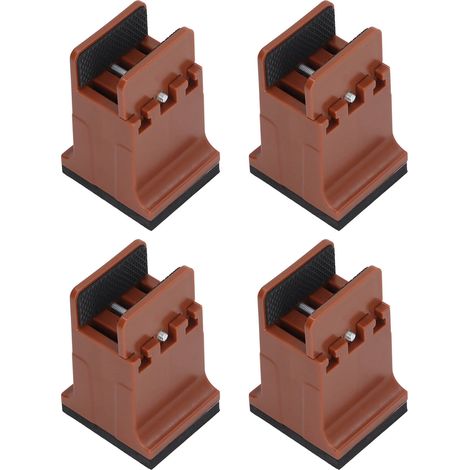 Lot de 4 rehausseurs de meubles réglables avec pince à vis, en caoutchouc, pour lits et canapés, pour meubles lourds, marron (1/5)