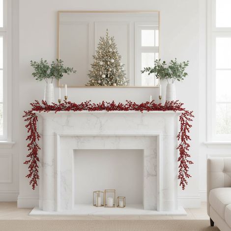 Fascio di natale con bacche rosse per decorazione natalizia da 185 cm (1/5)