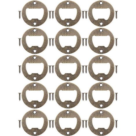 Lot de 15 ouvre-bouteilles à usage quotidien, pratiques et faciles à utiliser, avec vis. Accessoires pour boîtes de conserve.-Light Brown (1/3)