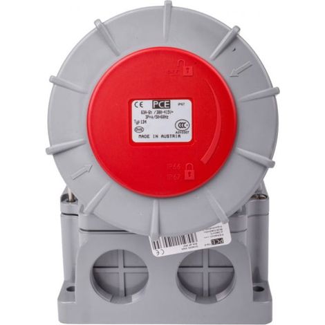 Enchufe fijo 63A 4P 400V rojo IP67 /sin prensaestopas/ Power Twist 134-6
