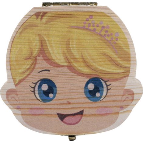 Boîte de rangement en bois pour dents de lait de bébé (Version couleur, fille) (1/5)