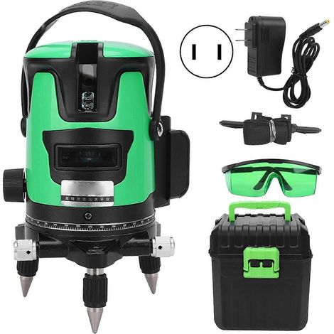 Niveau laser rotatif à 360°, autonivelant et à nivellement automatique, avec 3 lignes et faisceau vert, AC100-240V
