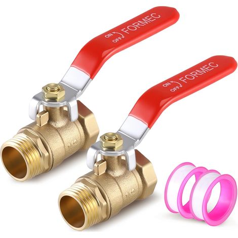 Lot de 2 Vannes 1/2" PN25 Raccord Mâle-Femelle en Laiton (1/5)
