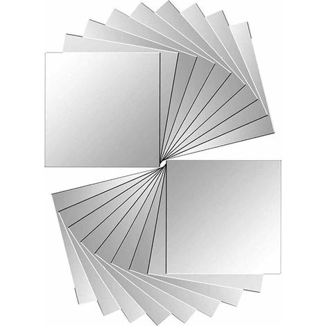 Set mit 18 Stück Spiegelfliesen Aufkleber Spiegel Wandspiegelaufkleber für Wanddekoration Silber 15 x 15 cm