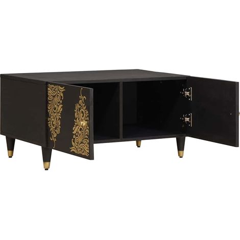 Maison Exclusive - Couchtisch Schwarz 80 x 50 x 40 cm Massivholz (1/5)