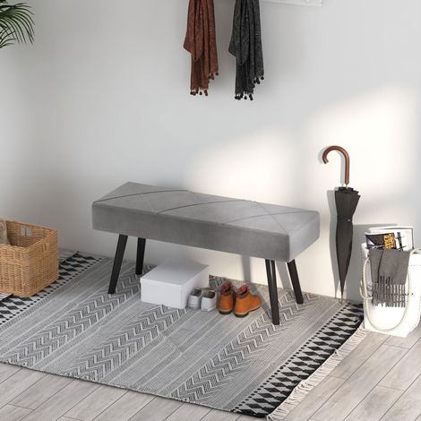 MEUBLIV gepolsterte Bank 100x36x45 cm grau – gesteppte Sitzfläche, ohne Matratze (1/5)