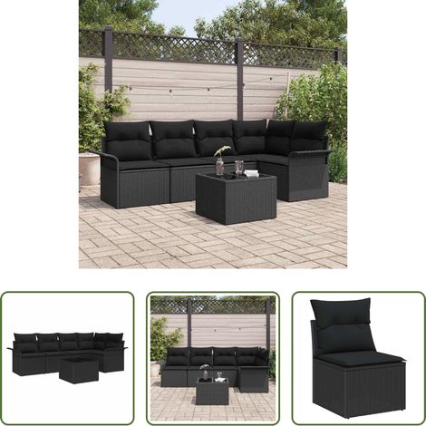 Poly-Rattan - Gartensofa-set mit Kissen 6 pcs Poly-Rattan (1/5)