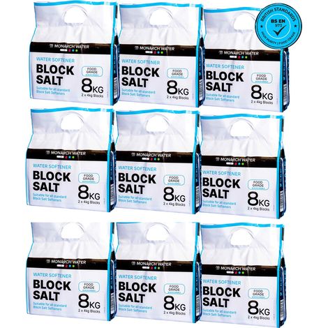 Monarch Ultimate Water Softener Block Salt 8kg Bag 18x 4kg Salt Block Food Grade
