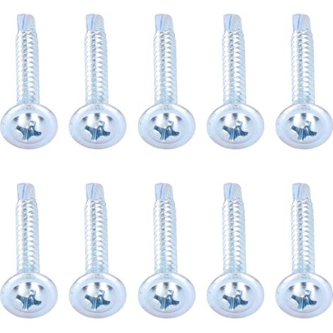50 Vis autoforeuses en acier carbone galvanisé, tête Phillips, avec rondelle plate, dimensions 4.2x32mm, lot de 50 (1/5)