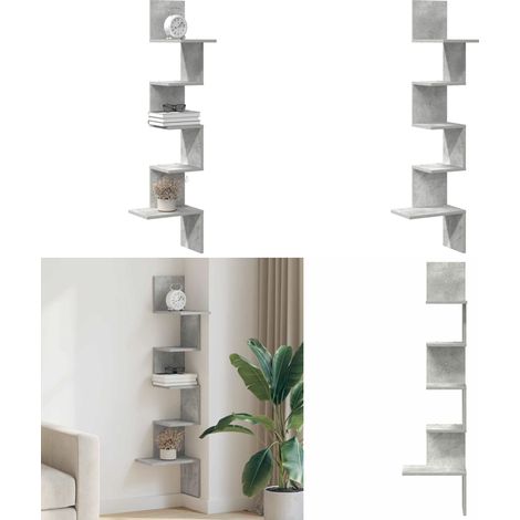 vidaXL Étagère murale d'angle gris béton 32x32x127,5cm bois ingénierie (1/5)