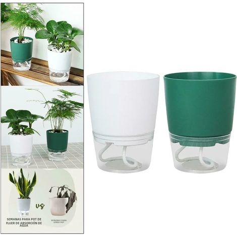 1 Pièce Pot de Plantes Auto-Arrosant Moderne pour Succulentes Couleur Verte en Plastique, Sans Produits Chimiques pour Bureau ou Jardin 8,715cm, 38.1 cm (1/5)