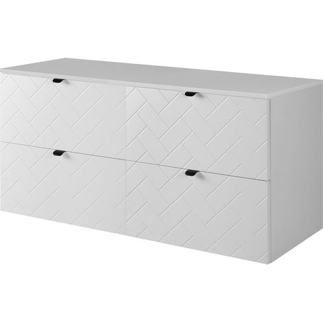 Mobile da bagno, Bianco Opaco, 120 x 57 x 46 cm, Maniglie Nere (1/5)