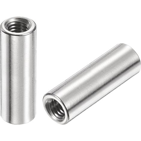 6pcs Manchon Fileté Rond M6 en Acier Inoxydable 304, Écrous Ronds d'Accouplement Connecteurs et Mécaniques Longueur 30mm, Manchon Tige Barre Écrou à Tige pour Support, M6x30x10mm (1/5)