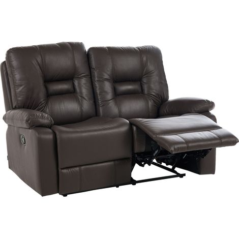 Beliani Manual Recliner Sofa 2 Seater Dark Brown Faux Leather Solid Modern Seats 2, Pillow Top, Foam Filling, Pocket Springs, Seat Height 49 cm, 143 x 72 x 101 cm, 100% PU Leather BERGEN (1/5)