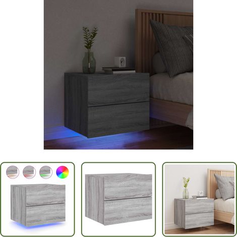 LED-Leuchten - Wand-Nachttisch mit LED-Leuchten Grau Sonoma (1/5)