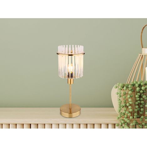 LED Retro Tischleuchte mit transparenten Echtglas Stäben, Höhe 37,5cm (1/5)