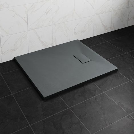 NRG 1100 x 800mm SMC Anthracite Rectangle Slate Effect Bathroom Shower Tray