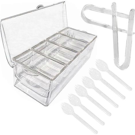 Porte-épices solide en plastique, 5 compartiments pour préserver la fraîcheur et protéger de l'humidité. (1/4)