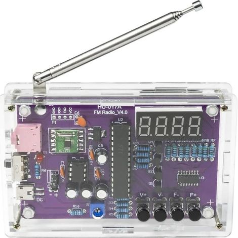 FM-Radio-Montagesatz – 1 Stück – Transparentes Acrylglas – Empfangsbereich 87–108 MHz – Elektronik-Hobby (1/5)