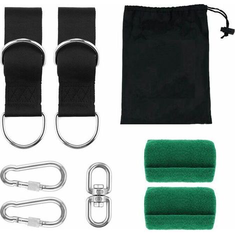 1 Paire Fixation pour Balançoire Sangles de Hamac avec 2 Mousquetons Coussins de Protection pour Arbres Charge Max 200kg pour Balancoire de Jardin Hamac ou Siège Suspendu (1/5)