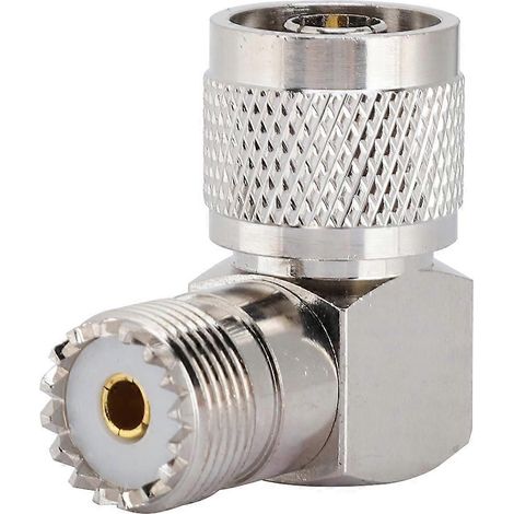 Adaptateur coaxial coudé de type N mâle vers type M femelle pour connecteurs UHF (1/4)