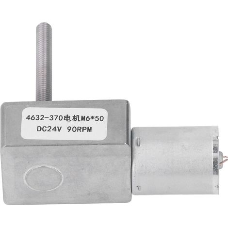 Moteur à engrenages à vis sans fin DC24V, auto-bloquant, réducteur de vitesse haute précision, arbre M6x50mm, vitesse à vide 90 tr/min (1/5)