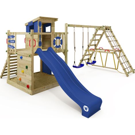 Wickey Smart Surf climbing tower with slide and climb extension in anthracite