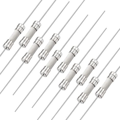 Fusible Tube Cylindrique en Céramique avec Broche 5x20mm 250V T2.5A, Fusible à Coupure Lente Temporisation Fil Conducteur, 10pcs (1/4)
