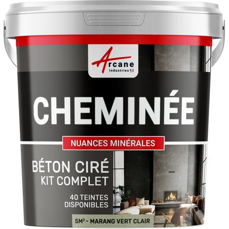 Béton ciré cheminée, kit avec primaire et vernis - 5 m² (en 2 couches) Marang Vert Clair - ARCANE INDUSTRIES
