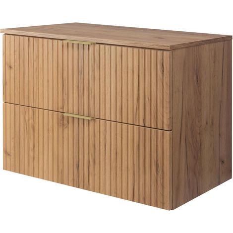 Mobile lavabo, Rovere Craft, 80 x 57 x 46 cm, maniglia oro + Piano (1/5)