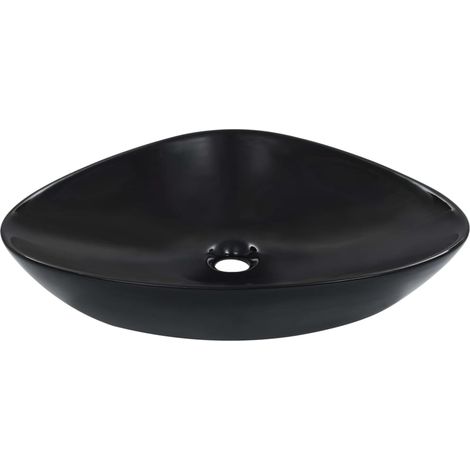 Lavabo da appoggio per l'interno del bagno cabina doccia cabina WC 58,5 x 39 cm ceramica nera 020002611
