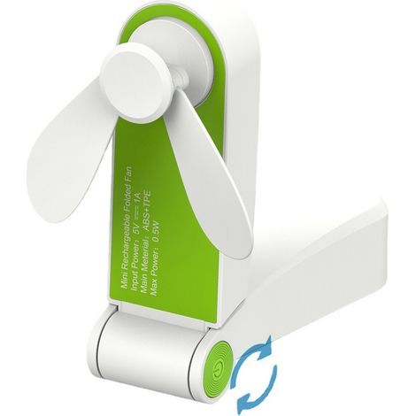 Kleiner, tragbarer Faltventilator im Taschenformat, USB-aufladbar, ideal für Zuhause, Reisen und Camping. 2 Geschwindigkeitsstufen. (1/5)