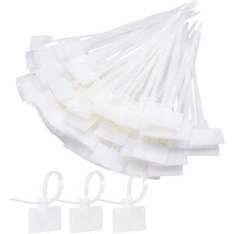 Attache Cable Electrique 250Pcs Cable Management avec Etiquette Serre Cable Plastique Blanc Etiquette Cable Ties Cable Pour L'école Jardin Bureau Mur Voiture
