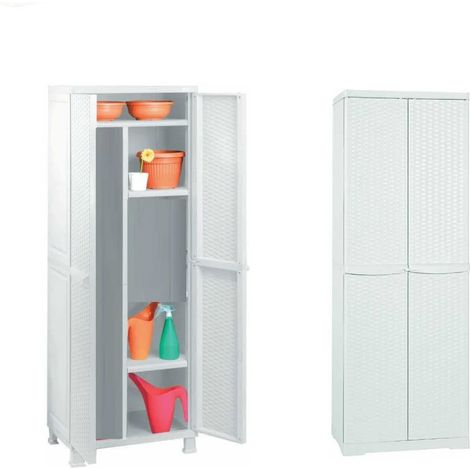 Armadio Rattan Pvc In Resina Portascope Polirattan Bianco Porta Scope (1/3)