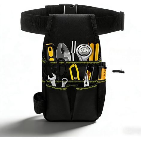1 bolsa de lona para plátanos con 5 bolsillos, bolsa portátil para herramientas con cinturón de nailon ajustable, bolsa organizadora para alicates, destornilladores y herramientas de reparación, color (1/5)