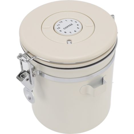 Boîte à café hermétique en acier inoxydable 304 avec valve et dosette pour café moulu, thé et autres aliments, format moyen 1,5 L (1/5)