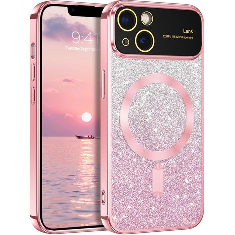 Schutzhülle für Apple iPhone 14 (6,1 Zoll), transparente Silikonrückseite mit Glitzereinsatz (1/5)