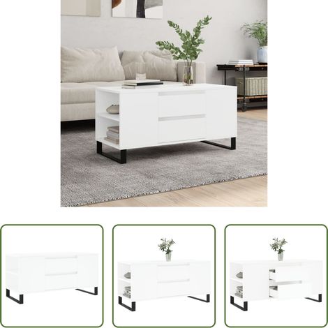 Wohnzimmerbeistelltisch - Couchtisch Weiß 102x44,5x50 cm Holzwerkstoff (1/5)