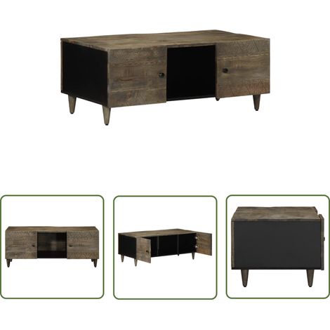 vidaXL Couchtisch Hellgrau 100x54x40 cm Massivholz Mango (1/5)