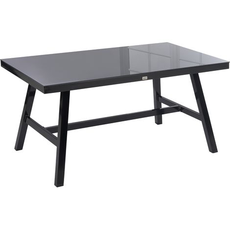 Mesa de comedor de jardín negra 150 x 90 cm metal marco de aluminio rectangular moderno industrial Canetto (1/5)