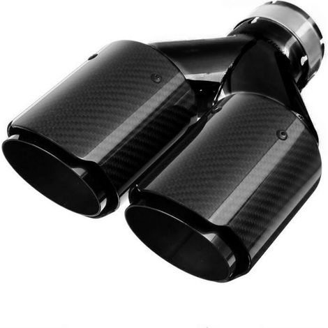 Embout d'échappement Double en Acier Inoxydable et Fibre de Carbone Sortie de Pot d'échappement Noir Sport Voiture (1/5)