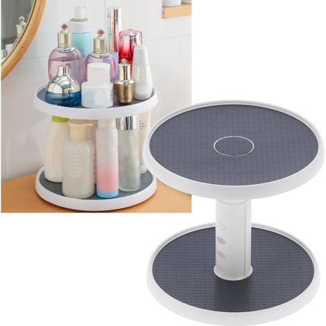 Étagère tournante à 2 niveaux pour épices, organisateur rotatif réglable pour rangement de condiments (1/5)