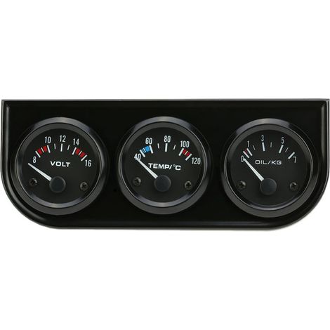 Kit 3 manomètres électroniques 52 mm : pression huile, température eau, voltmètre, voiture et moto (1/5)