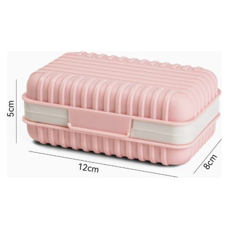 Porte-savon portable avec couvercle (12 x 7,5 x 5 cm) — Camping et voyage (rose) (1/5)