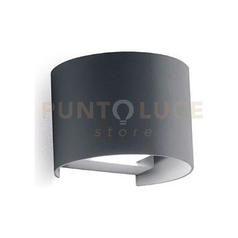 GES876C- APPLIQUE IN ALLUMINIO E VETRO COLORE ANTRACITE LED 3000K 900LM 2X10W BIEMISSIONE 14CM